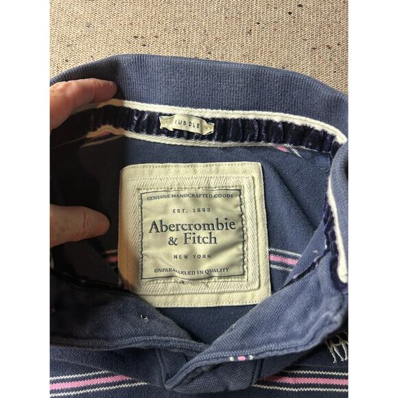 Vintage Abercrombie & Fitch Y2K Muscle Polo Shirt Men’s Medium – Gray Blue Pink - Picture 3 of 8